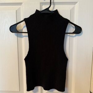 Black Ribbed Cut Out Tank Top